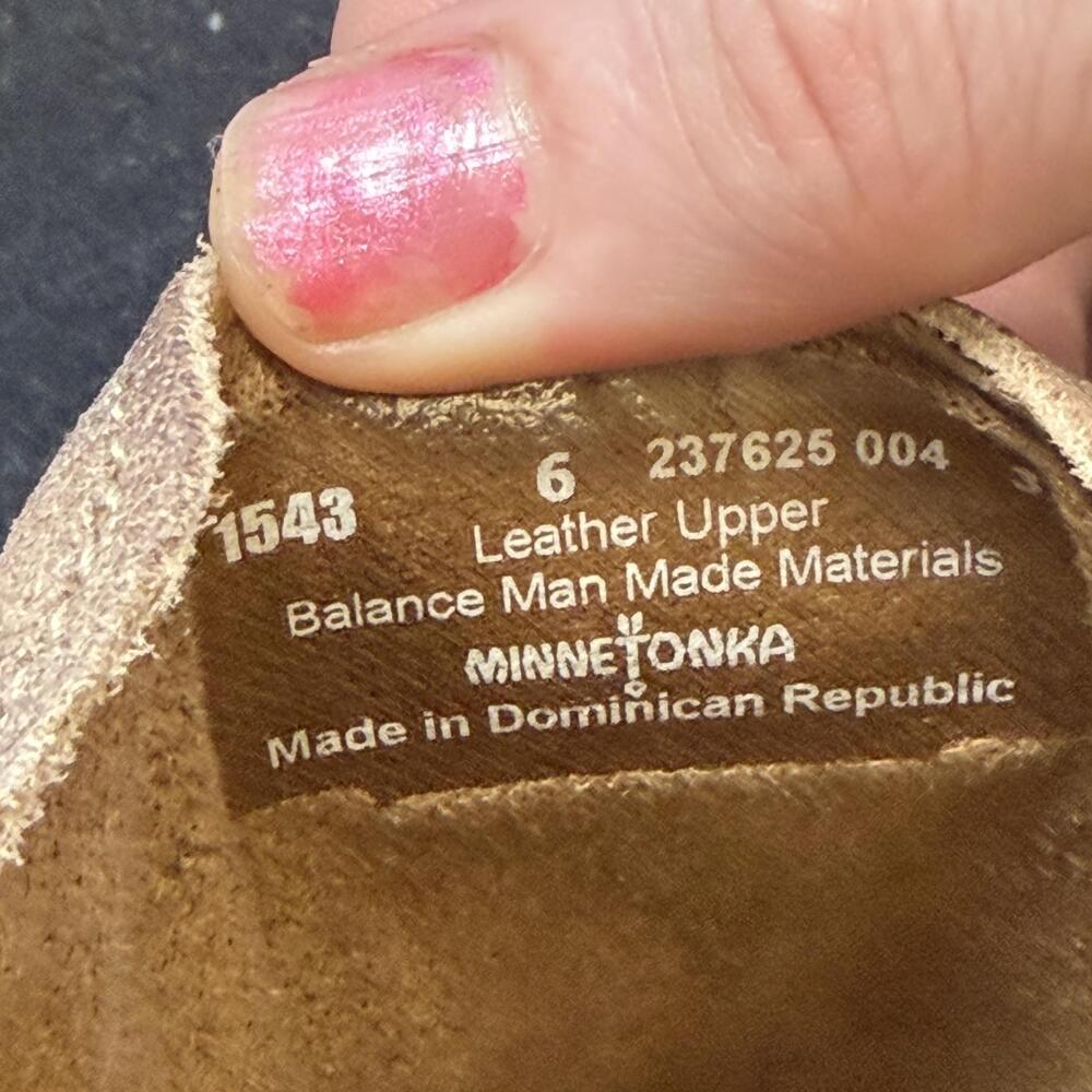 Minnetonka Clogs Shoes Womens Size 6 Brown Leather Comfort Mule Slip On 1543 - Picture 9 of 9